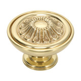 Domino Floral Regency Centre Door Knob - 90mm - Polished Brass