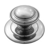 Domino Farmhouse Centre Door Knob - Large Backplate - Satin Chrome