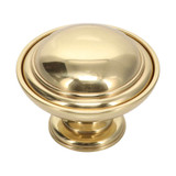 Domino Farmhouse Centre Door Knob - Medium - 125mm - Polished Brass