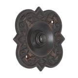 Domino Ornate Doorbell Button - 85mm - Antique Bronze