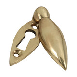Domino Pointed Covered Escutcheon Keyhole Cover - 56 x 18mm - Polished Brass