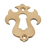 Domino Fleur-De-Lis Escutcheon Keyhole Cover - 52 x 40mm - Polished Brass