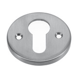 Domino Round Classic Euro Cylinder Escutcheon - 50mm - Satin Chrome