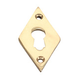 Domino Diamond Escutcheon Keyhole Cover - 54 x 47mm - Polished Brass