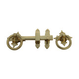 Domino Gothic Plain Gate Latch with Ring Pull - Polished Brass