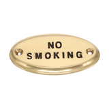 Domino Oval 'No Smoking' Sign - 80 x 40mm - Polished Brass