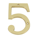 Domino '5' House Number - Polished Brass