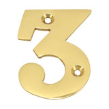 Domino Traditional '3' House Number - 50mm - Polished Brass