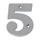 Domino Traditional '5' House Number - 50mm - Satin Chrome