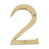 Domino Retro '2' House Number - Polished Brass