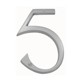 Domino Retro '5' House Number - Satin Chrome