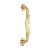 Domino Art Deco Pull Handle - Rose Plates - Polished Brass