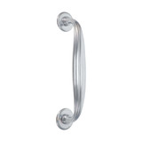 Domino Art Deco Pull Handle - Rose Plates - Satin Chrome