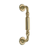 Domino Regency Pull Handle - Rose Plates - Polished Brass