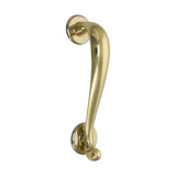 Domino Scroll Pull Handle - Rose Plates - Polished Brass