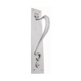 Domino Flowy Art Nouveau Offset Pull Handle with Backplate - 350 x 62mm - Satin Nickel