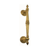Domino Beaded Twist Finial Pull Handle - Rose Plates - 450mm - Polished Brass