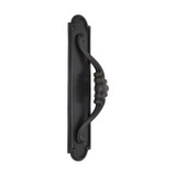 Domino Rococo Pull Handle - Arched Stepped Edge Plate - Antique Bronze