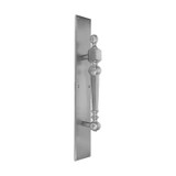Domino Traditional Finial Pull Handle with Backplate - Satin Chrome