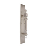 Domino Traditional Finial Pull Handle with Backplate - Satin Nickel