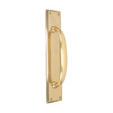 Domino Shaker Pull Handle - Bevelled Edge Plate - Polished Brass