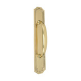 Domino Shaker Pull Handle - Arched Art Deco Plate - Polished Brass