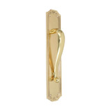 Domino Scroll Pull Handle - Arched Art Deco Plate - Polished Brass