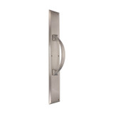 Domino Curved Pull Handle - Bevelled Edge Plate - Satin Nickel