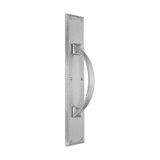 Domino Curved Pull Handle - Stepped Edge Plate - Satin Chrome