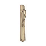 Domino Scroll Pull Handle - Classic Arched Plate - Polished Brass