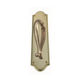 Domino Scroll Pull Handle - Retro Plate - Polished Brass