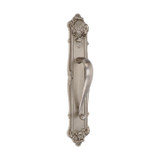 Domino Scroll Pull Handle - Stag Plate - Satin Nickel