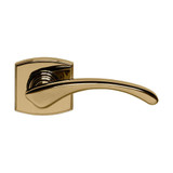 Domino Aspen Lever Door Handle - Curved Rosette - 55mm x 55mm - Polished Brass