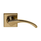 Domino Aspen Lever Door Handle - Square Rosette - 56mm x 56mm - Polished Brass