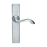 Domino Leroy Lever Door Handle - Chamfered Plate - Satin Chrome