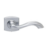 Domino Leroy Lever Door Handle - Curved Rosette - 55mm x 55mm - Satin Chrome