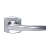 Domino Chrysler Lever Door Handle - Curved Rosette - 55mm x 55mm - Satin Chrome