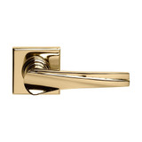Domino Chrysler Lever Door Handle - Square Rosette - 56mm x 56mm - Polished Brass