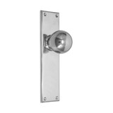 Domino Globe Door Knob - Chamfered Plate - Chrome