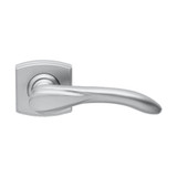 Domino Albus Lever Door Handle - Curved Rosette - 55mm x 55mm - Satin Chrome
