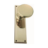Domino Adonis Offset Door Knob - Chamfered Plate - Polished Brass