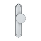 Domino Adonis Offset Door Knob - Shouldered Plate - Satin Chrome