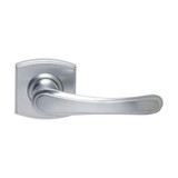 Domino Cullen Lever Door Handle - Curved Rosette - 55mm x 55mm - Satin Chrome