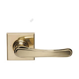 Domino Cullen Lever Door Handle - Square Rosette - 56mm x 56mm - Polished Brass