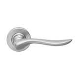 Domino Luna Lever Door Handle - Round Rosette - 53mm - Satin Chrome