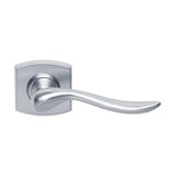 Domino Luna Lever Door Handle - Curved Rosette - 55mm x 55mm - Satin Chrome