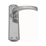 Domino Paramount Lever Door Handle - Scalloped Edge Plate - Satin Chrome