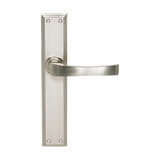 Domino Paramount Lever Door Handle - Double Bevelled Plate - Satin Nickel