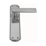 Domino Avila Lever Door Handle - Scalloped Edge Plate - Satin Chrome