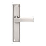 Domino Avila Lever Door Handle - Double Bevelled Plate - Satin Nickel